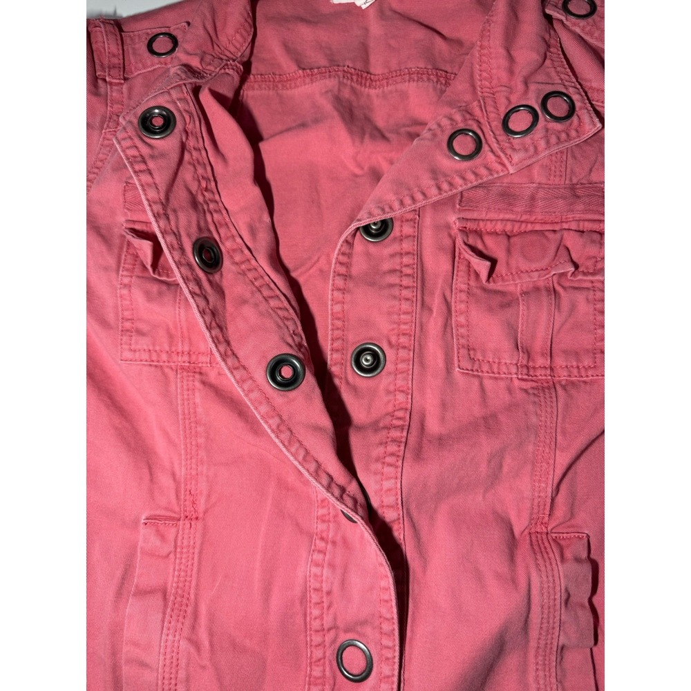Maurices Pink Lightweight Snap Button Front Biker Military Jacket Womans Size XS - Picture 3 of 9